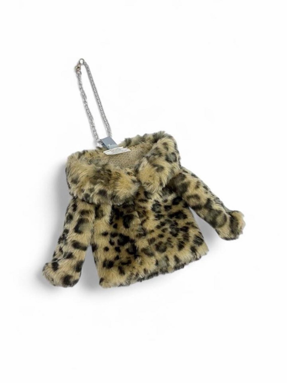 Y2K Fuzzy Faux Fur Cheetah Print Mini Jacket Keychain Plush Bag Charm/Coin bag